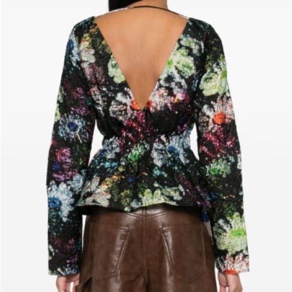 Stine GoyaNathalie Glitter Bloom-print blouse